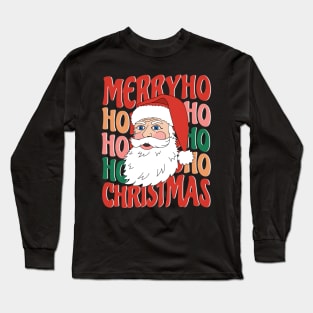 Retro Santa Claus HO HO HO Merry Christmas Long Sleeve T-Shirt